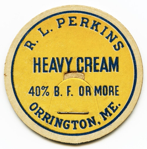 Image of vintage heavy cream cap from R.L Perkins in Orrington ME