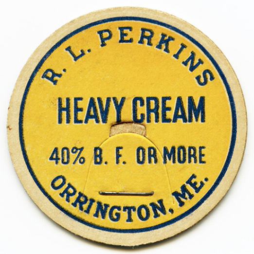 Image of vintage heavy cream cap from R.L Perkins in Orrington ME