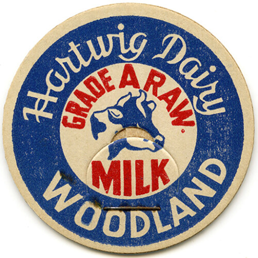 Image of vintage milk cap from Hartwig Dairy