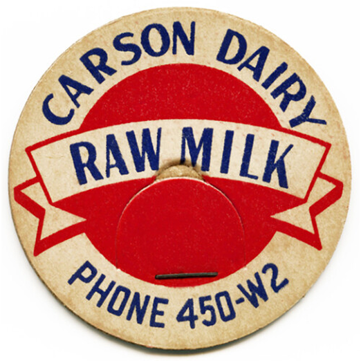 Image of vintage milk cap from Carson Dairy